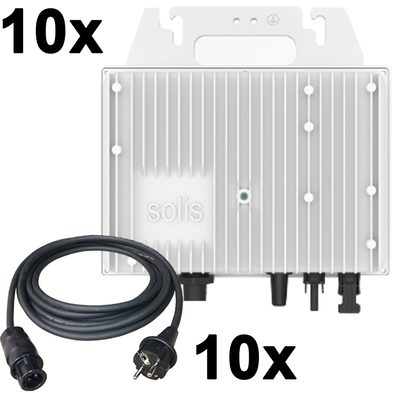 10x Solis S6 Ultra Mini 800W 1Ph Inverter, 1 MPPT, DC + 10x Kabel